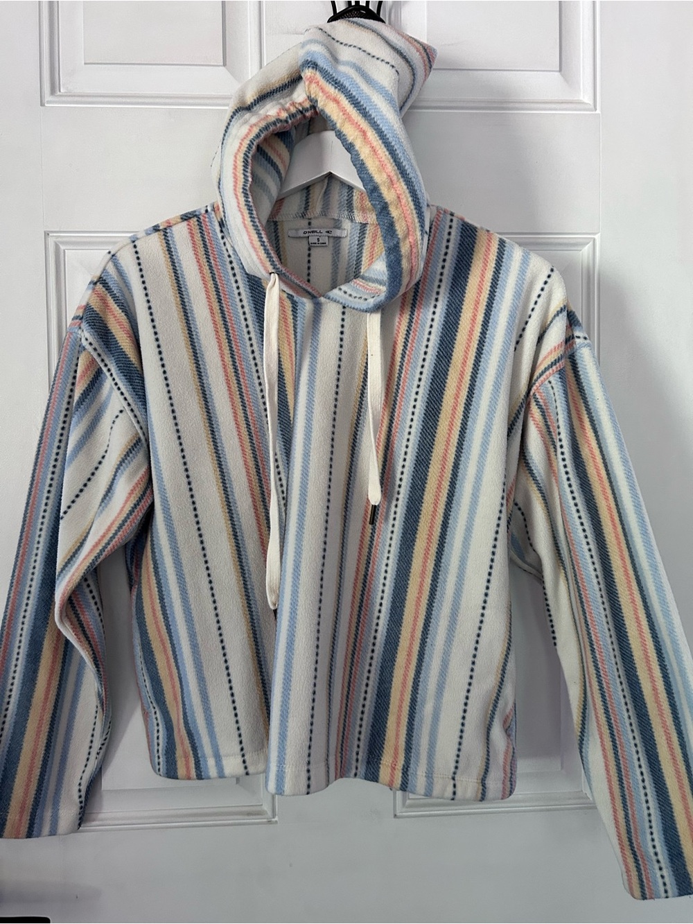 O'Neill Striped Hooded Pullover Jacket - Cream, Blue, Pink, Tan